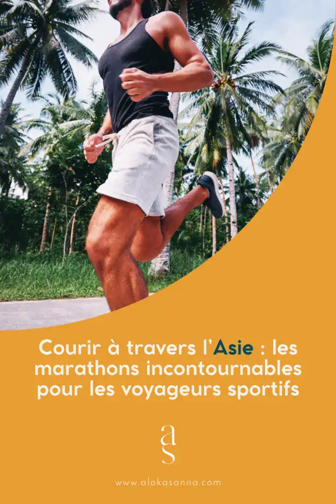 Voyageur sportif courant lors d'un marathon en Asie